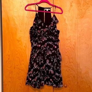Black and floral cocktail dress